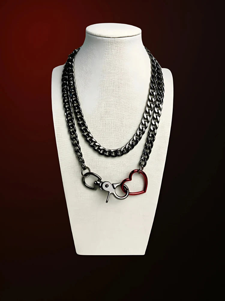 Choker Dubbel Hart zwart