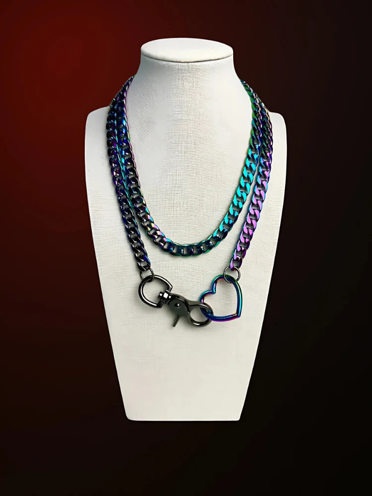 Choker Dubbel Hart regenboog